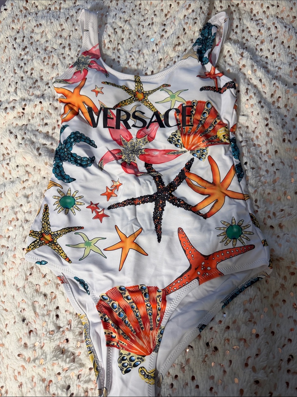 Versace White Multicolor Seashell & Starfish One-Piece